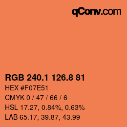 Color code: RGB 240.1 126.8 81 | qconv.com
