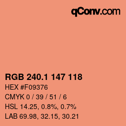 カラーコード: RGB 240.1 147 118 | qconv.com
