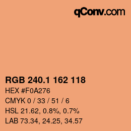 カラーコード: RGB 240.1 162 118 | qconv.com