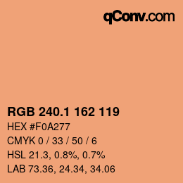 カラーコード: RGB 240.1 162 119 | qconv.com