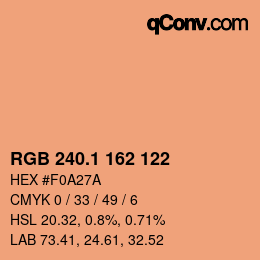 カラーコード: RGB 240.1 162 122 | qconv.com