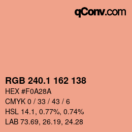 カラーコード: RGB 240.1 162 138 | qconv.com
