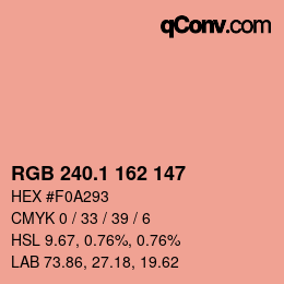 カラーコード: RGB 240.1 162 147 | qconv.com