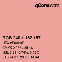 カラーコード: RGB 240.1 162 157 | qconv.com