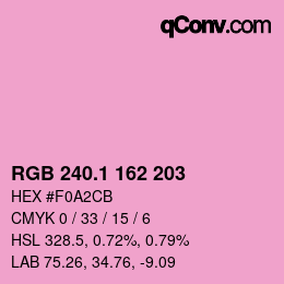 カラーコード: RGB 240.1 162 203 | qconv.com
