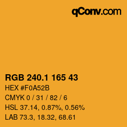 カラーコード: RGB 240.1 165 43 | qconv.com