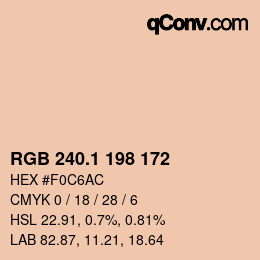 カラーコード: RGB 240.1 198 172 | qconv.com