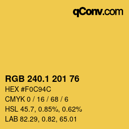 カラーコード: RGB 240.1 201 76 | qconv.com