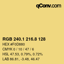 カラーコード: RGB 240.1 216.8 128 | qconv.com