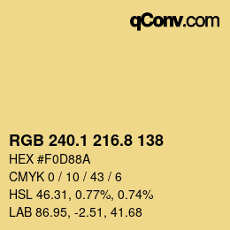 カラーコード: RGB 240.1 216.8 138 | qconv.com