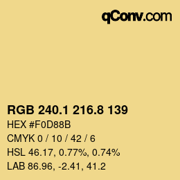 カラーコード: RGB 240.1 216.8 139 | qconv.com