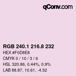 カラーコード: RGB 240.1 216.8 232 | qconv.com
