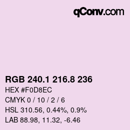 カラーコード: RGB 240.1 216.8 236 | qconv.com
