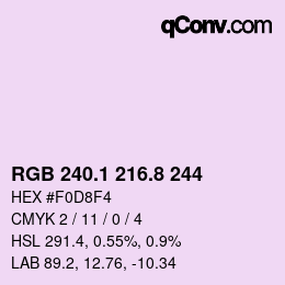 Color code: RGB 240.1 216.8 244 | qconv.com