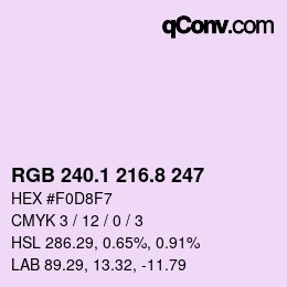 Color code: RGB 240.1 216.8 247 | qconv.com