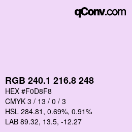 Color code: RGB 240.1 216.8 248 | qconv.com