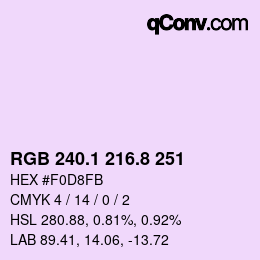 カラーコード: RGB 240.1 216.8 251 | qconv.com
