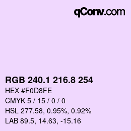 Color code: RGB 240.1 216.8 254 | qconv.com