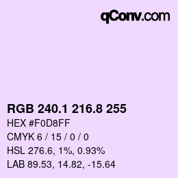 Color code: RGB 240.1 216.8 255 | qconv.com
