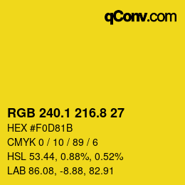 カラーコード: RGB 240.1 216.8 27 | qconv.com