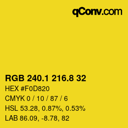 カラーコード: RGB 240.1 216.8 32 | qconv.com