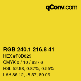 カラーコード: RGB 240.1 216.8 41 | qconv.com
