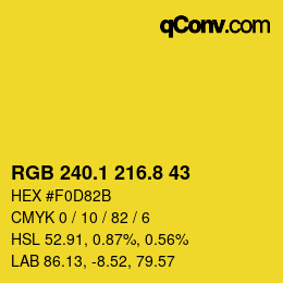 カラーコード: RGB 240.1 216.8 43 | qconv.com