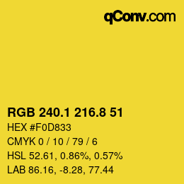 カラーコード: RGB 240.1 216.8 51 | qconv.com