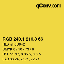 カラーコード: RGB 240.1 216.8 66 | qconv.com