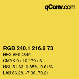 カラーコード: RGB 240.1 216.8 73 | qconv.com