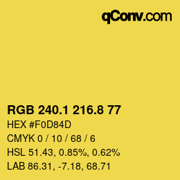 カラーコード: RGB 240.1 216.8 77 | qconv.com