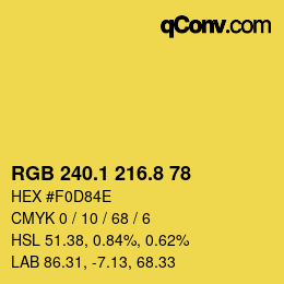 カラーコード: RGB 240.1 216.8 78 | qconv.com