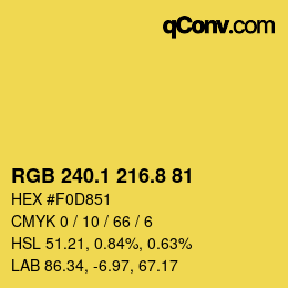 カラーコード: RGB 240.1 216.8 81 | qconv.com