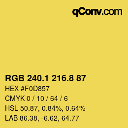 カラーコード: RGB 240.1 216.8 87 | qconv.com