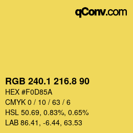 カラーコード: RGB 240.1 216.8 90 | qconv.com