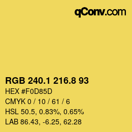 カラーコード: RGB 240.1 216.8 93 | qconv.com