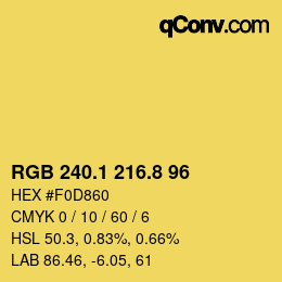 カラーコード: RGB 240.1 216.8 96 | qconv.com