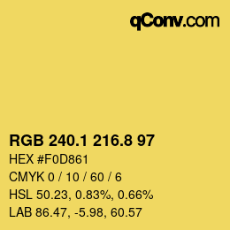 カラーコード: RGB 240.1 216.8 97 | qconv.com