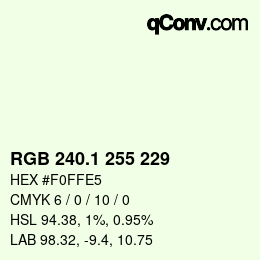 カラーコード: RGB 240.1 255 229 | qconv.com