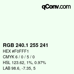カラーコード: RGB 240.1 255 241 | qconv.com