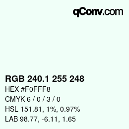カラーコード: RGB 240.1 255 248 | qconv.com