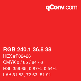 カラーコード: RGB 240.1 36.8 38 | qconv.com