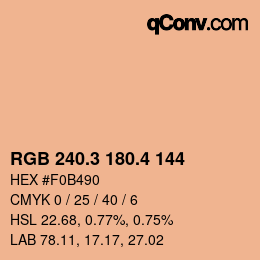 カラーコード: RGB 240.3 180.4 144 | qconv.com