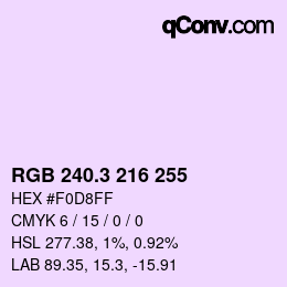 カラーコード: RGB 240.3 216 255 | qconv.com
