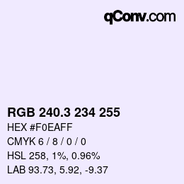 カラーコード: RGB 240.3 234 255 | qconv.com