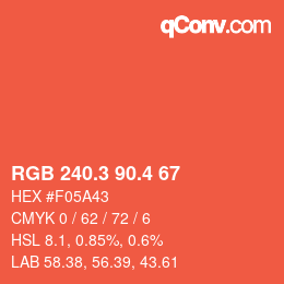 カラーコード: RGB 240.3 90.4 67 | qconv.com