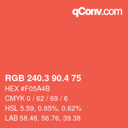 カラーコード: RGB 240.3 90.4 75 | qconv.com