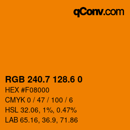 カラーコード: RGB 240.7 128.6 0 | qconv.com