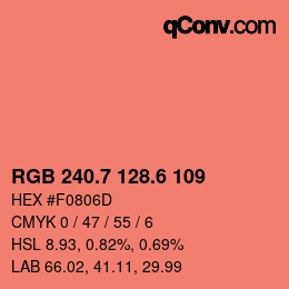カラーコード: RGB 240.7 128.6 109 | qconv.com