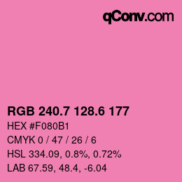 カラーコード: RGB 240.7 128.6 177 | qconv.com
